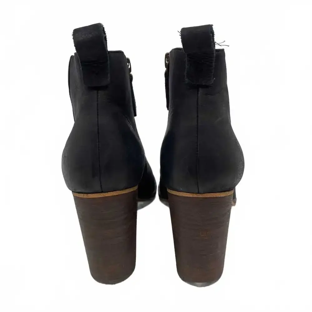 BP Black Leather Heeled Ankle Booties | Women’s Size 7.5
